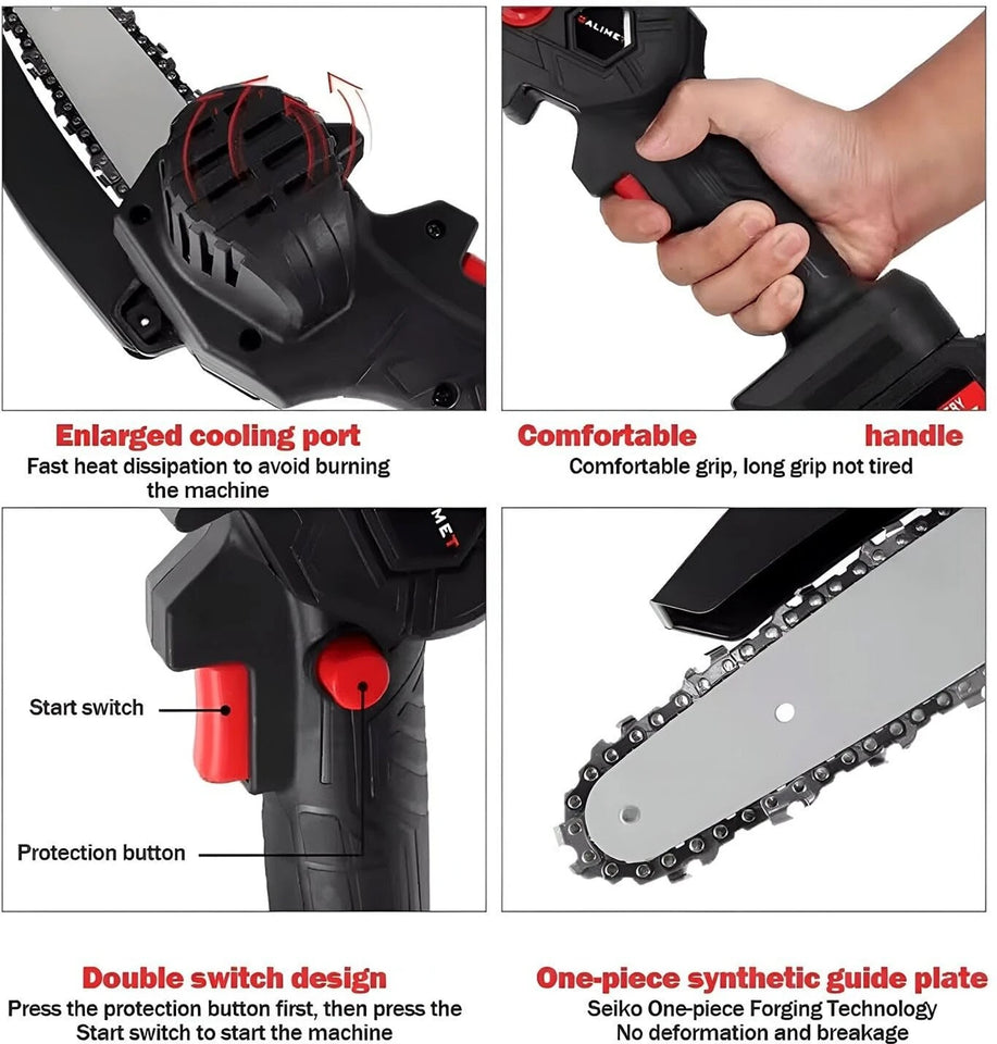 gaze me Mini Chainsaw Cordless Electric-Chain-Saw- 6 Inch Battery.